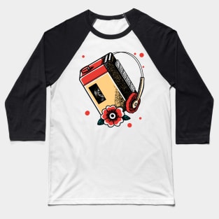 80s walkman cassette headphones tattoo Baseball T-Shirt